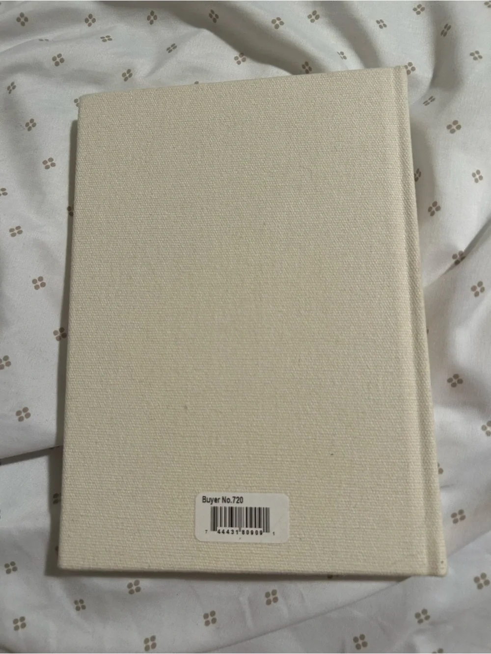 Source Unknown Cream Notebook with Blue, Gray & Brown Embroidered Flowers